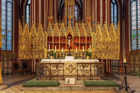 High altar of the Doberan Minster in Bad Doberan, Mecklenburg-Vorpommern, Germany, Europe