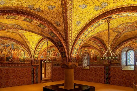 Glass mosaics of the Elisabeth Bower, medieval woman's chamber in the Wartburg in Eisenach,