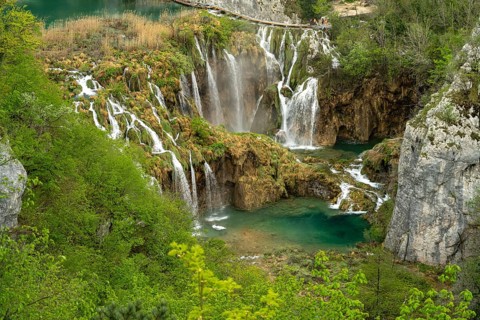 The large Veliki slap waterfall in Plitvice Lakes National Park, Croatia, Europe
