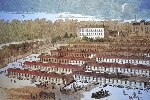 The barrack hospital, military hospital, for wounded warriors at Rosenthale near Leipzig,