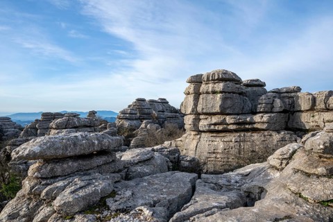 Bizarre limestone rock formations, El Torcal nature reserve, Torcal de Antequera, Malaga province,