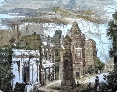 View of the Keylas of Ellora, Ellora Caves in Maharastra State, India, 1870 / Ansicht des Keylas