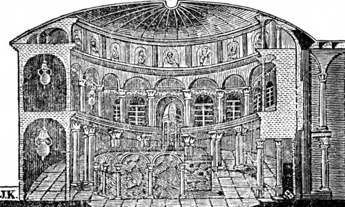 View of the Holy Sepulchre of Jesus Christ, Church of the Holy Sepulchre, basilica of the 4th