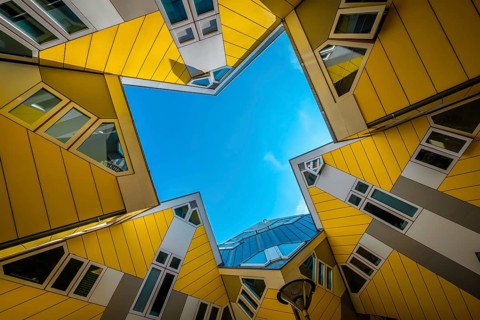 ROTTERDAM, NETHERLANDS, MAY 11, 2017: Cube houses, innovative cube-shaped houses designed by