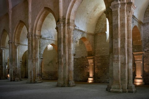 Nave of the Cistercian Abbey of Fontenay, Unesco World Heritage Site, Cote d'Or, Burgundy, France,