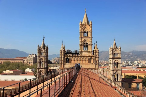 City of Palermo, on the roof of the Cathedral Maria Santissima Assunta, UNESCO World Heritage Site,