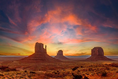 Monument Valley National Park at the Visitor Center at Orange Sunrise, Utah. United States