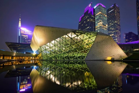 GUANGZHOU, CHINA, APRIL 27, 2018: Guangzhou Opera House designed by famous Iraqi architect