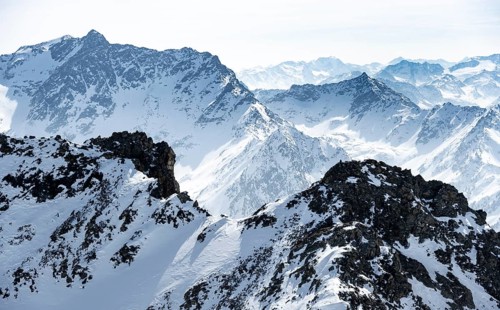 Peaks and mountains in winter, Sellraintal, Stubai Alps, Kühtai, Tyrol, Austria, Europe