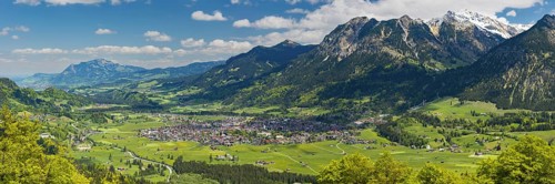 Mountain panorama from south-west on Oberstdorf, Oberallgäu, Allgäu, Bavaria, Germany, Europe