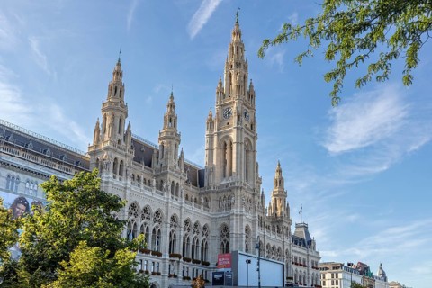 Vienna City Hall with its striking neo-Gothic towers, Vienna