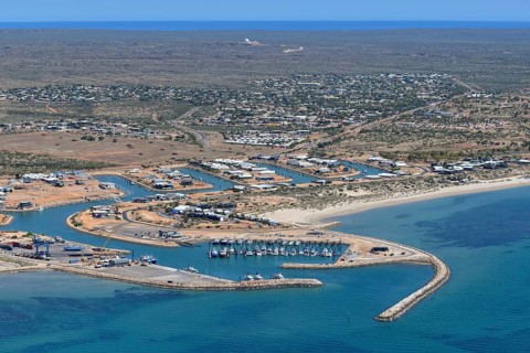 View of Exmouth, Ningaloo Reef, aerial view, State of Western Australia, Australia, Oceania