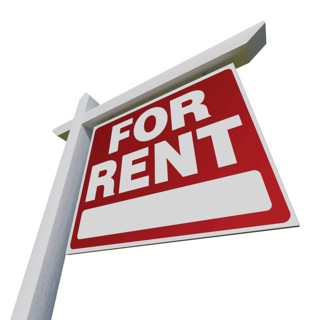 Right facing for rent real estate sign isolated on a white background
