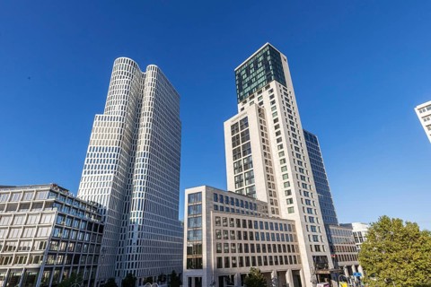 Hotel Motel One Berlin-Upper West and Hotel Waldorf Astoria, Zoofenster. City view Berlin, Germany,