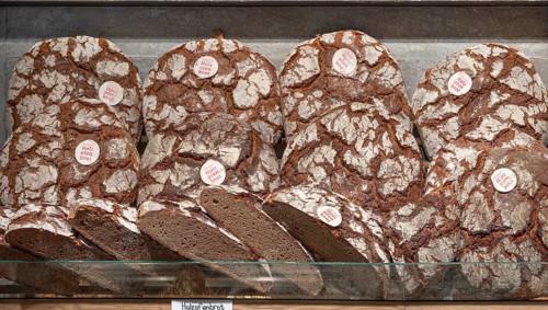 Fresh wood-fired bread in a bakery, Bavaria, Germany, Europe