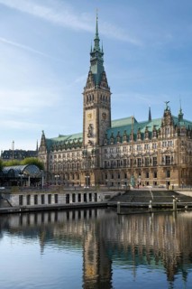 City Hall, State Government, North German Renaissance, Alsterfleet, Reflection, Hamburg, Germany,