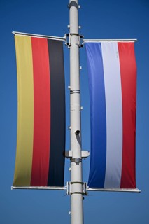 French and German flag, Verdun, Grand Est region, France, Europe