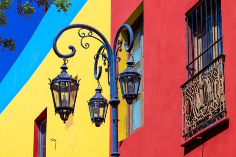 Argentina, colorful buildings of El Caminito, a popular tourist destination in Buenos Aires, South