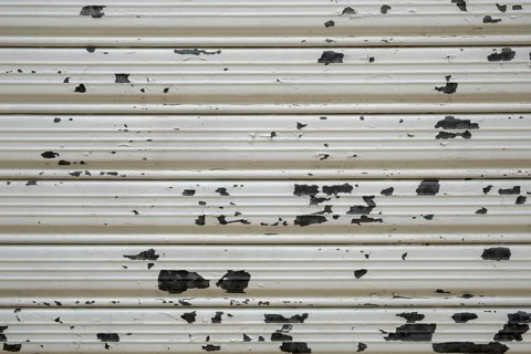 Iron gate, metal gate with peeling paint, Apulia, Italy, Europe