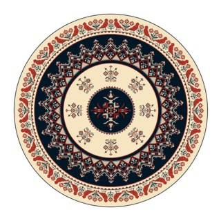 Traditional Polish embroidery round symbol, vector template. Isolated objects over white background