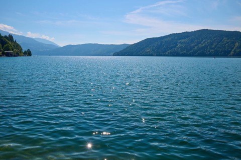 Lake, water, sun, sparkles, summer, Lake Millstatt, Millstatt, Carinthia, Austria, Europe