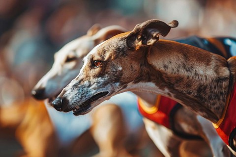 Greyhound dogs running in race, Generative AI, AI generated