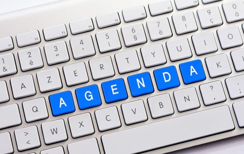 AGENDA writing on white keyboard