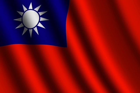 The Taiwan flag flying in the wind