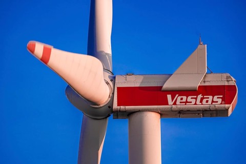 Vestas wind turbine at the Sintfeld Nord car park on the A44 motorway, Bad Wünnenberg, North