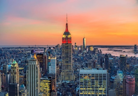 New York. Manhattan. Elevated view at sunset