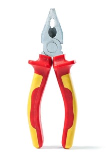 Insulated pliers with yellow-red handles
