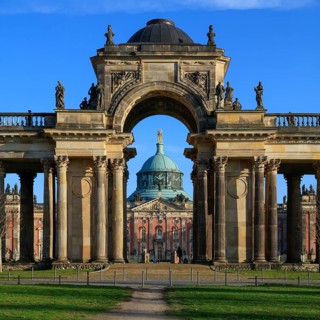 Colonnades with Triumphal Gate, New Palace, Unesco World Heritage Park Sanssouci, Potsdam,