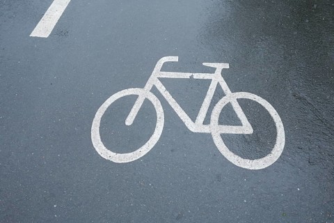 Bicycle lane sign on the street