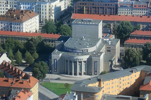 Volksbühne, Rosa-Luxemburg-Platz, seen from the television theatre at Alexanderplatz, Berlin,