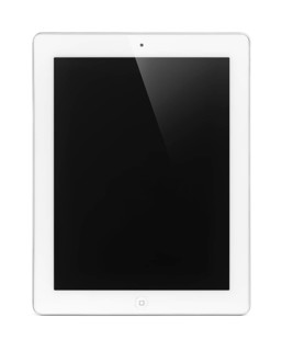 White Apple iPad 2 tablet computer with blank display. Isolated with clipping path on white