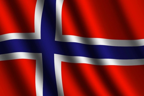 The Norwegian flag flying in the wind