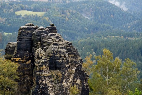Autumn in the Elbe Sandstone Mountains Bad Schandau Schrammsteine Region