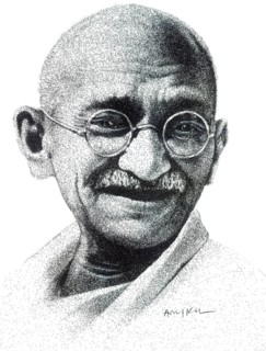 Drawing of Freedom Fighters of India Mohandas Karamchand Gandhi by Arun K Mishra
