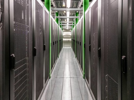 A corridor in server room data center