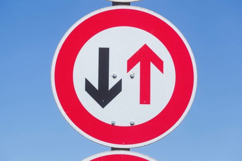 Traffic sign Priority for oncoming traffic, Germany, Europe
