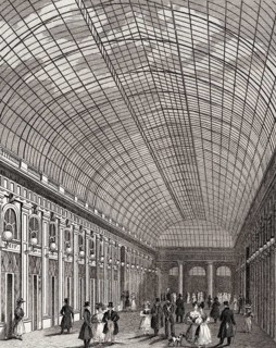 Galerie d'Orléans, Palais-Royal, Paris, antique steel engraved print, 1831