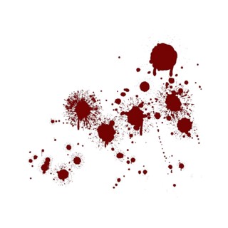 Red blood splatter stain on white background