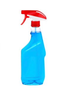 A bottle of cleaning fluid. Bottle isolated against a white background, A bottle of cleaning fluid.