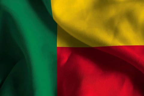 Ruffled Flag of Benin Blowing in Wind