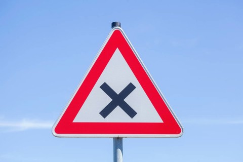 Danger sign, traffic sign crossing or junction with right of way from the right, Germany, Europe