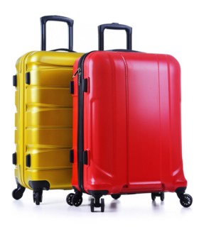 Travel suitcases isolated on white background