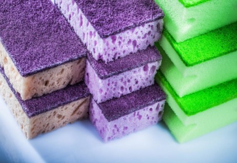 Set of kitchen sponges on white background
