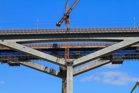 485 metre long Filstal bridge under construction between Mühlhausen im Täle and Wiesensteig,