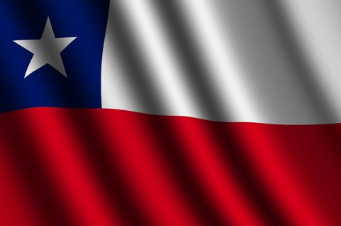 The Chile flag flying in the wind