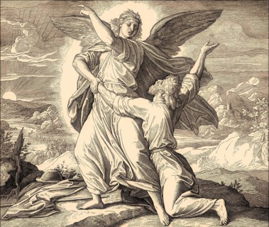 Jacob Wrestles with God, Old Testament, by Julius Schnorr von Carolsfeld, 1860